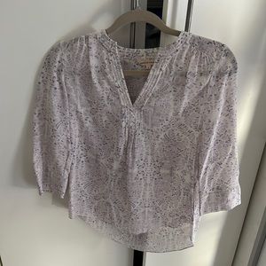 Rebecca Taylor purple white floral silk top size 0.
